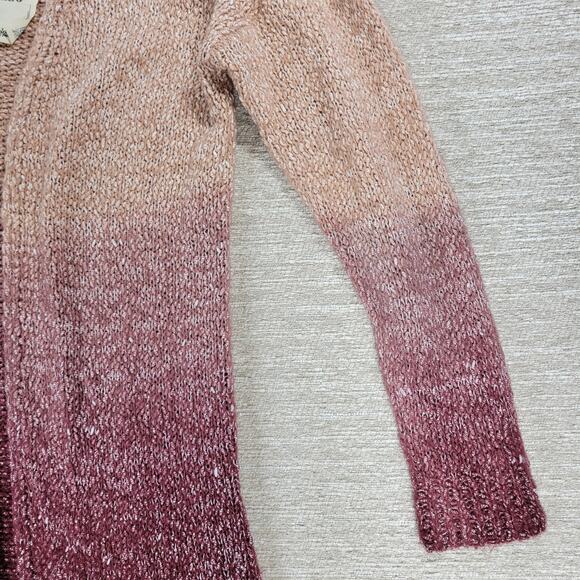 Entro Vilma Ombre Longline Open Cardigan Sweater Medium NWT Wine Blush Knit - Picture 7 of 16